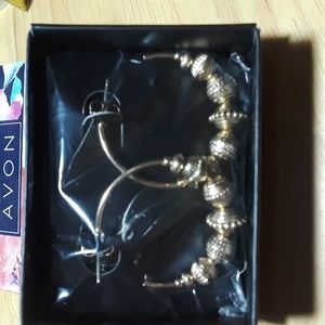 New Avon Textured Bead Hoop Earrings